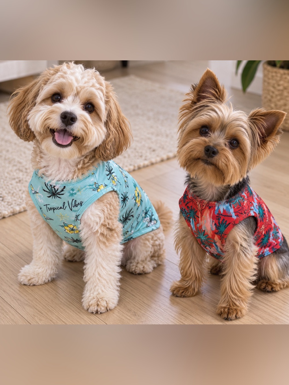 Tropical Vibes Dog Tank Top - Aqua